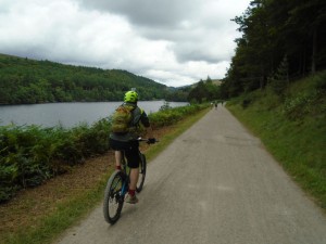 Sean riding by the Derwent Reservoir.  